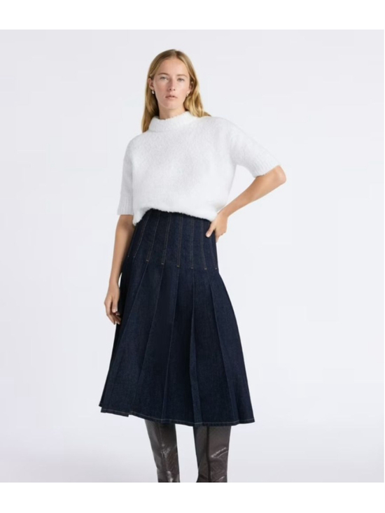 Free Assembly Dresses & Skirts - NWT Free Assembly Stitch Pleated Denim Maxi Skirt in Dark Indigo Size 4